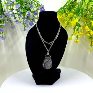 Sterling Silver Plated and Faux Stone Wire Wrap Vintage Necklace